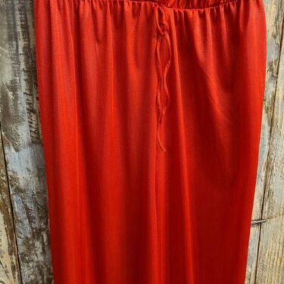 Vintage Rose Red Lingerie Jumpsuit V Neck w Floral Lace Trim - Picture 4 of 9